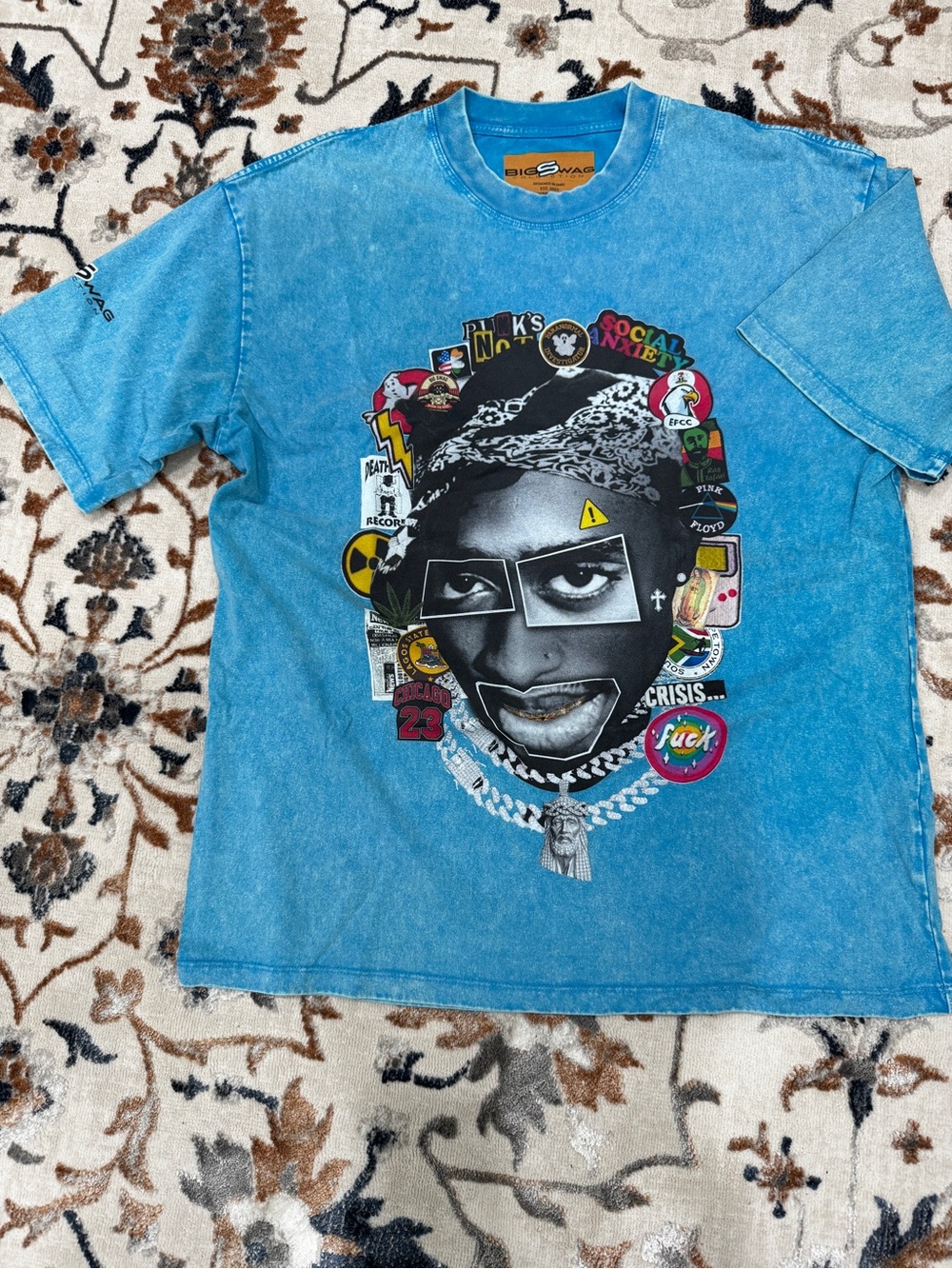 BigSwag T-shirt oversized For Men’s collage-style graphic of Tupan Shakur